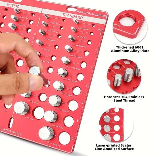 1pc aluminum alloy thread checker gauge 34 nut thread identifier tool for precise inch metric screw size measurement standard measuring tool for nuts s and screws durable portable design