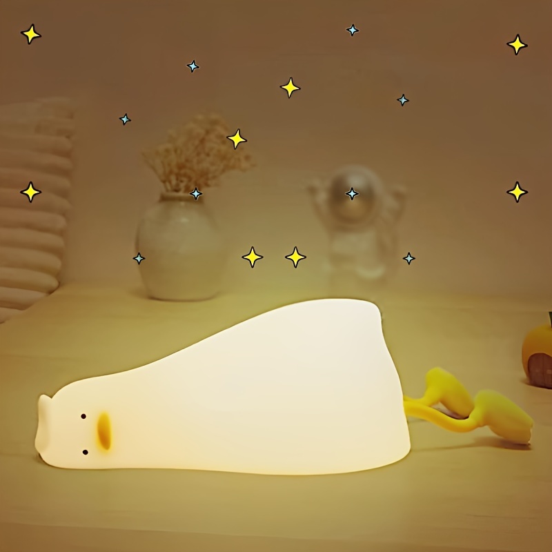 Cute Duck Led Night Light - 3-level Dimmable, Soft Silicone Touch Lamp 