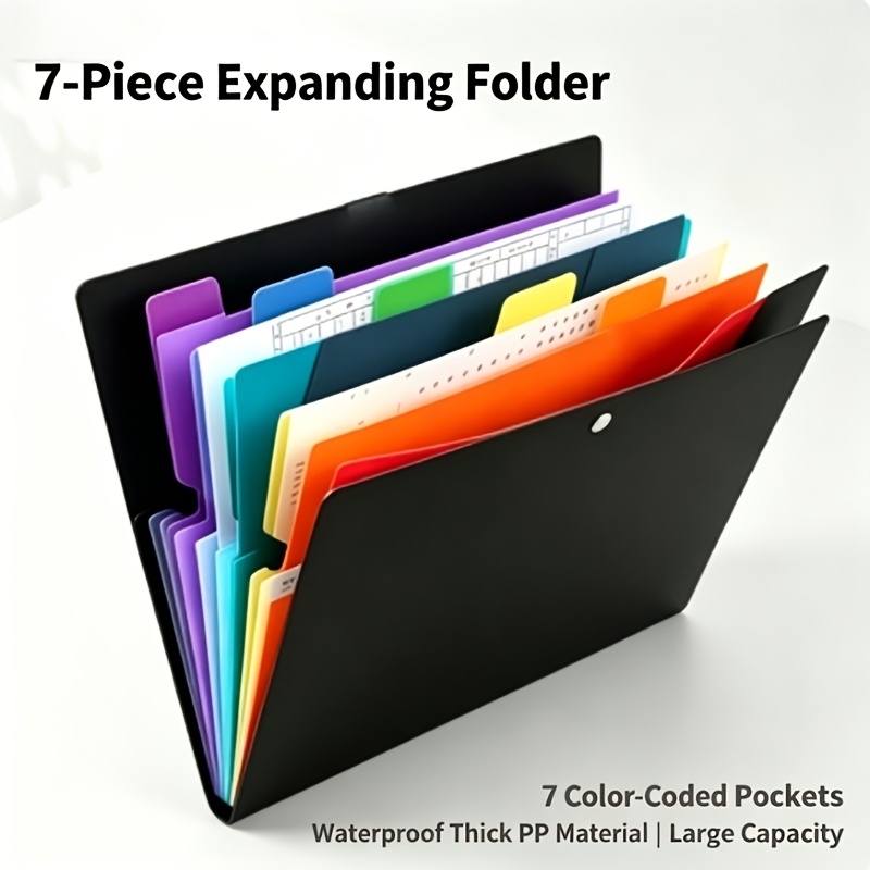 TEMU 7pcs Multifunctional Expanding File Folder, A4 Letter Size 7-pocket , File Organizer For School Office Home, Document Storage Set