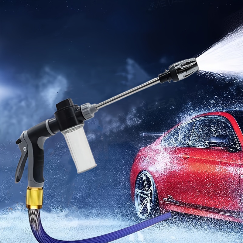 

High-pressure Car Wash Spray With 3/4" Hose Nozzle - Ideal For Garden Watering & Household Cleaning, Long