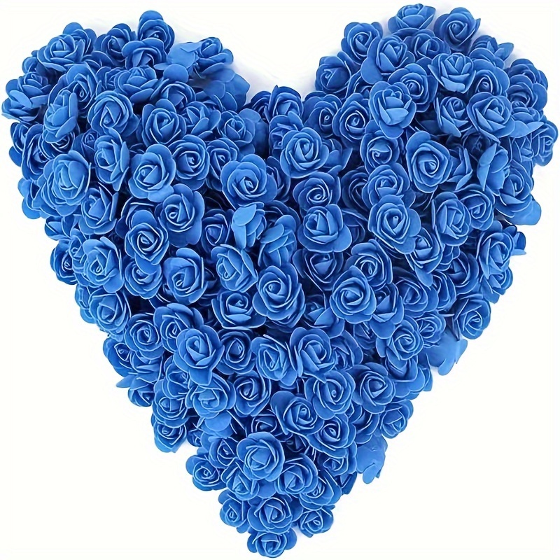 

100pcs Royal Blue Mini Foam Roses - Bulk Piece For Diy Wedding Bouquets, Baby Shower Centerpieces & Party Decorations