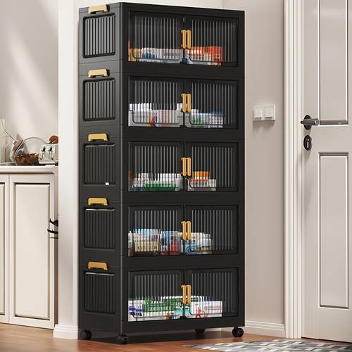 Armário de Medicamentos Portátil Dobrável de 50CM/19. Tampa, Armário de Caixa de Medicamentos Empilhável de Capacidade com 3/4/5/6 Níveis e Rodízios, Armário de Armazenamento Vertical Multifuncional, , para , Casa de Banho