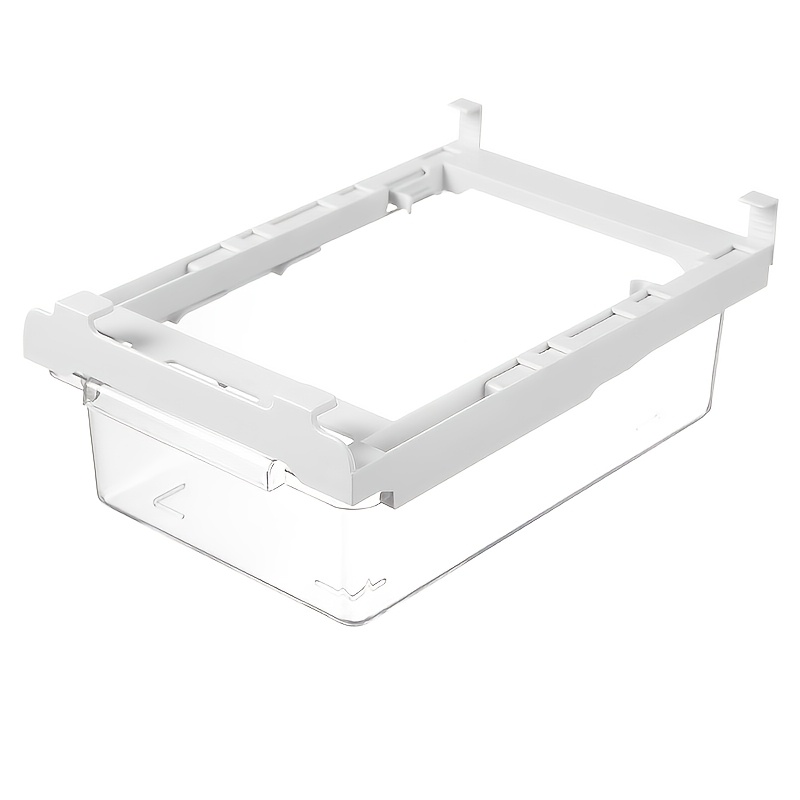 Image of Adjustable Refrigerator Drawer Storage Box | Transparent Pvc Bin, Wall-mounted Space- Organizer, Fits Shelves Under 0.6 Inches, , Ideal For Fruits/vegetables/seafood, Fridge Storage
