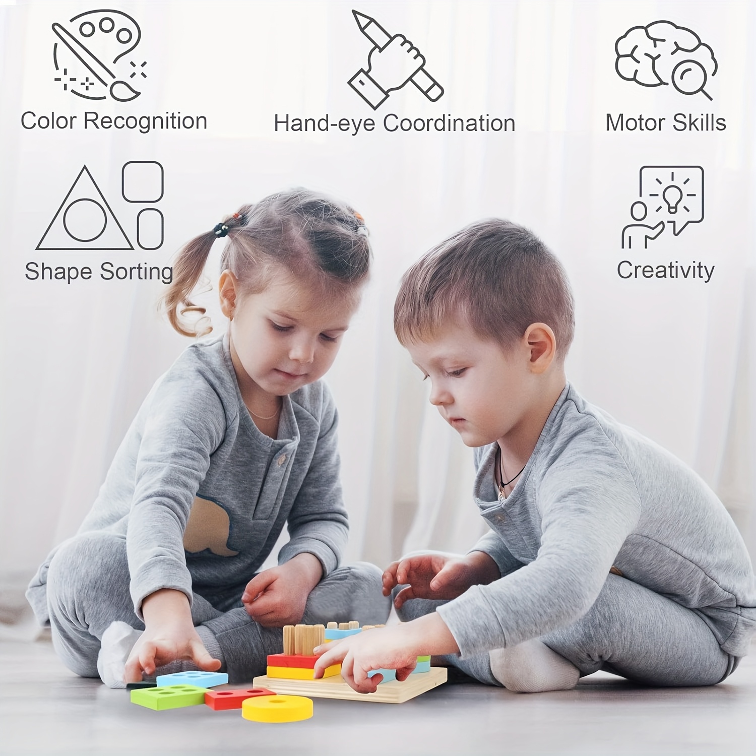 A Colorful Wooden Stacking Puzzle for Kids, Designed to Enhance Their Cognitive Skills And Hands-On Abilities. It'S an Ideal Gift for Birthdays And Holidays