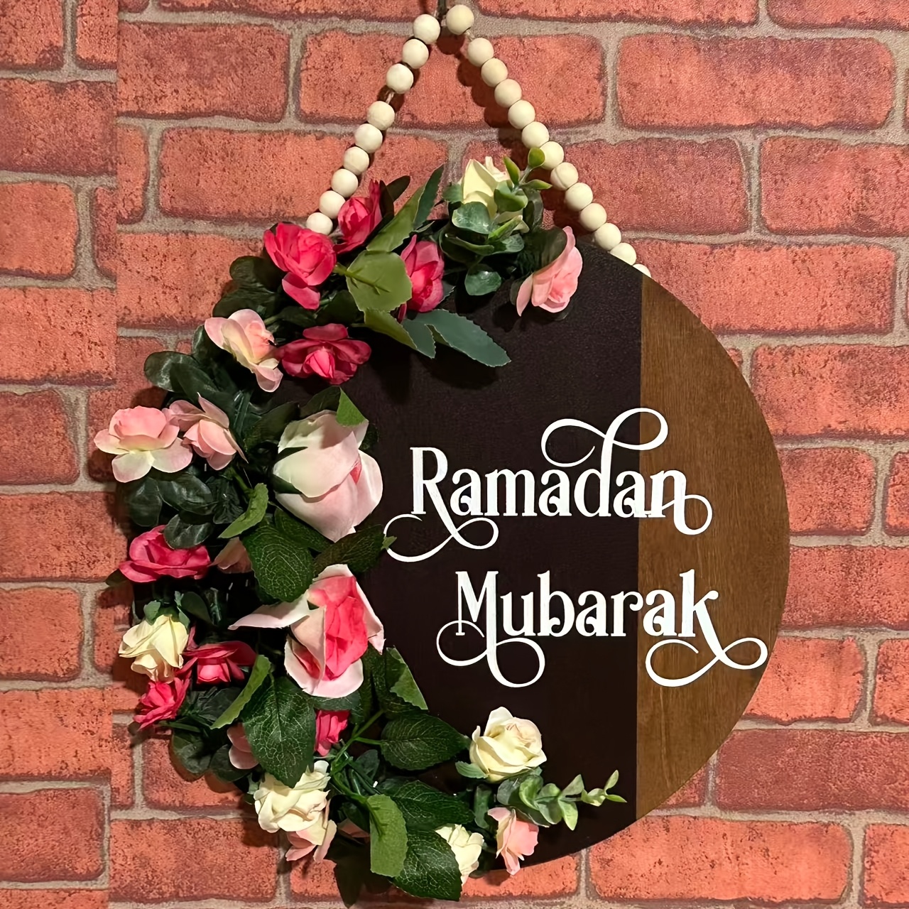 2d Flat - [2d Flat] Ramadan Mubarak Round Sign | Door Mount Decoration, , Material, English Language