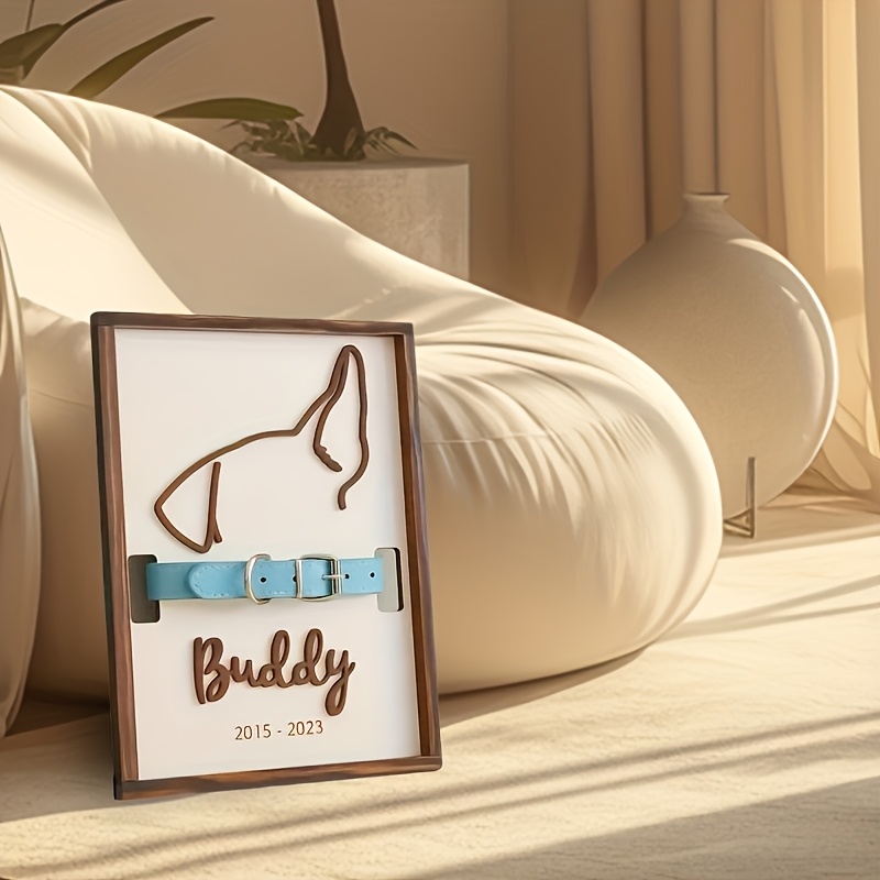Custom Pet Memorial Frame - Handcrafted Wooden Silhouette Keepsake with Personalized Name And Date, No Power Required, Pet Owner'S Bereavement Remembrance, Anniversary Gift, Pet Memory Souvenir
