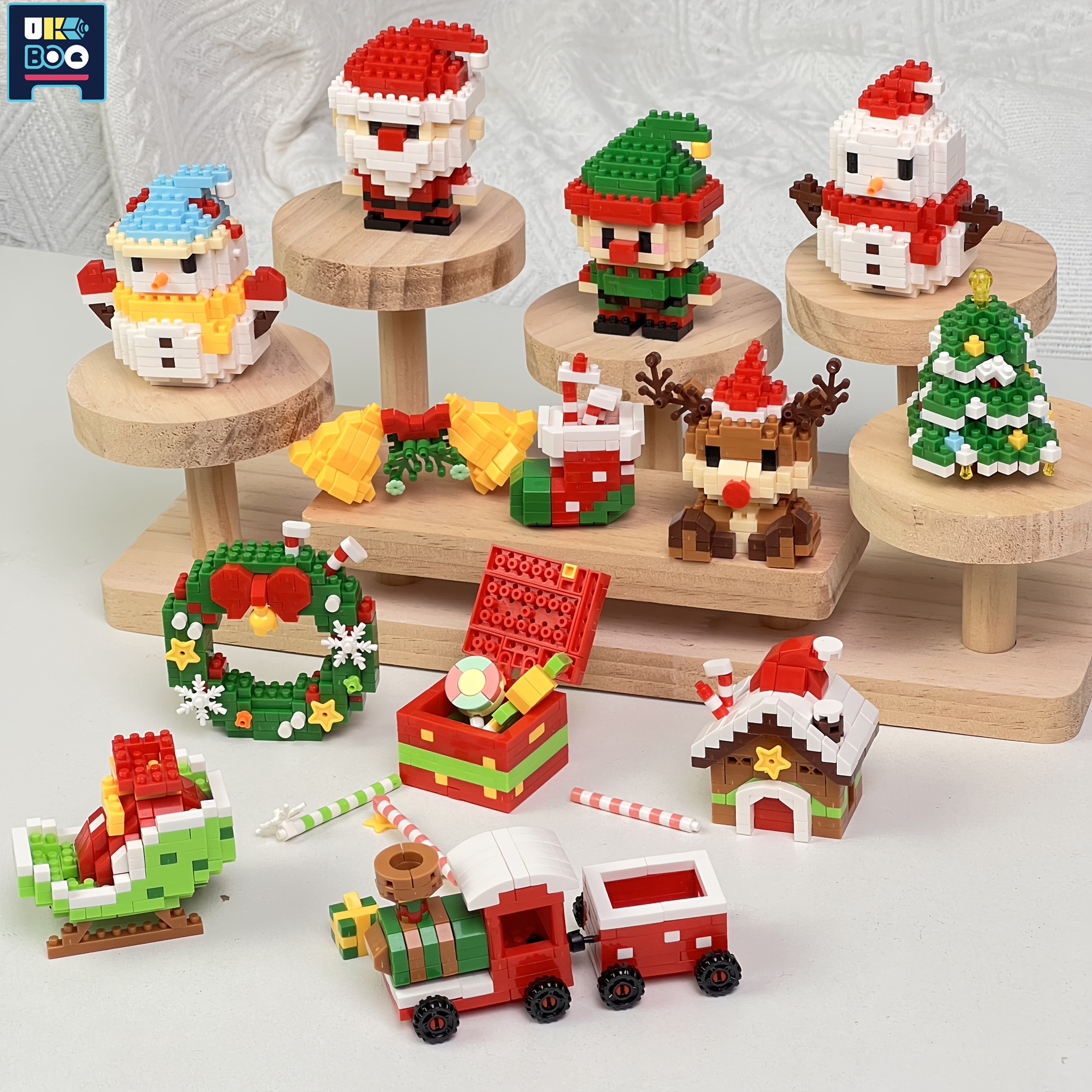 TEMU Set de Navidad con de regalo, conjunto de bloques de construcción de Papá Noel y árbol de Navidad - Regalo de Navidad , juguete de construcción