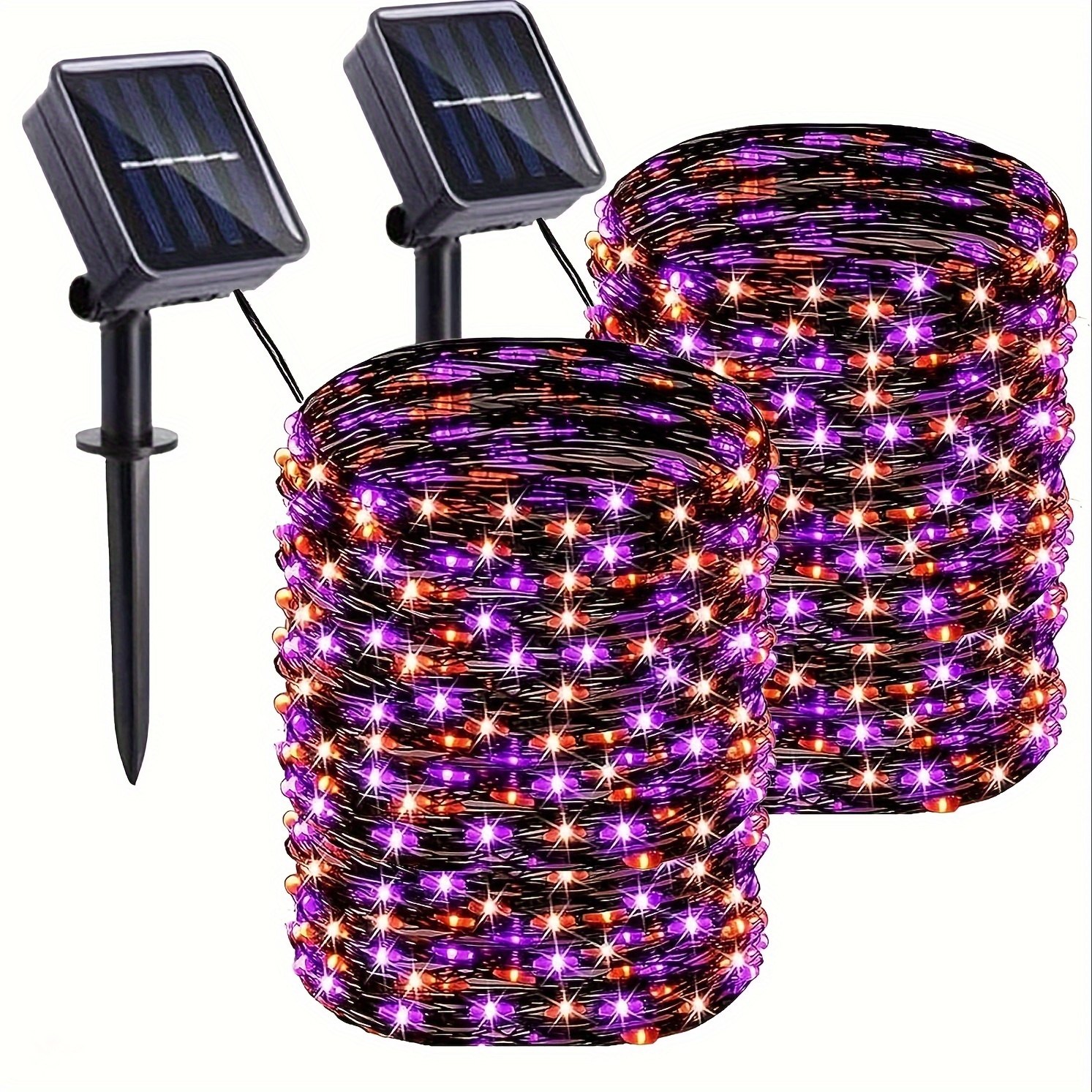 

2pack Solar Orange And Purple Lights, 240led, 80ft, Ip65 Waterproof Fairy Lights, Decoration, Haunted House, Trick Or Treat , Parade, Decoration