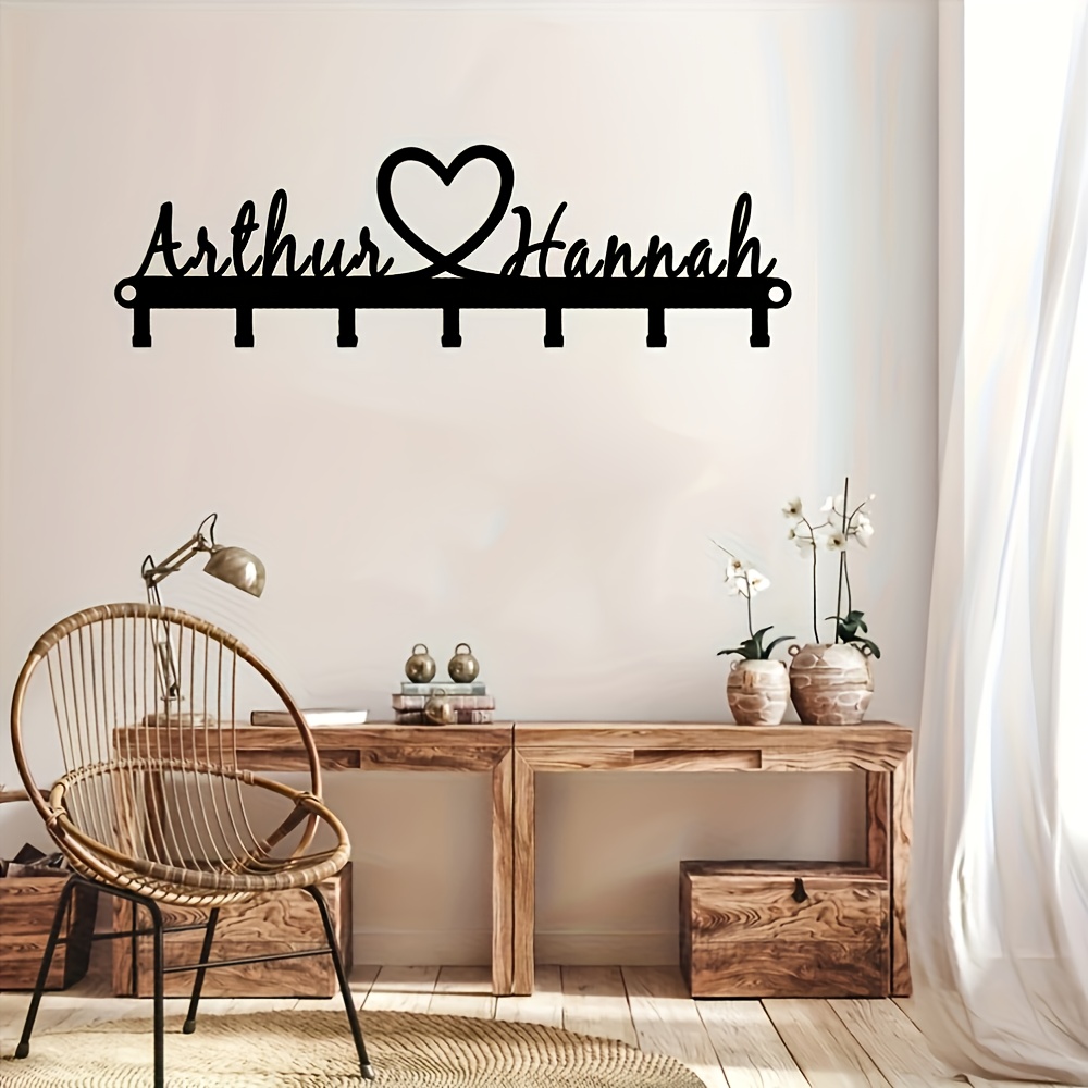 TEMU 1 Appendiabiti da parete in metallo personalizzabile con ganci con /data personalizzati - Decorazione a forma di cuore per Natale, San, -