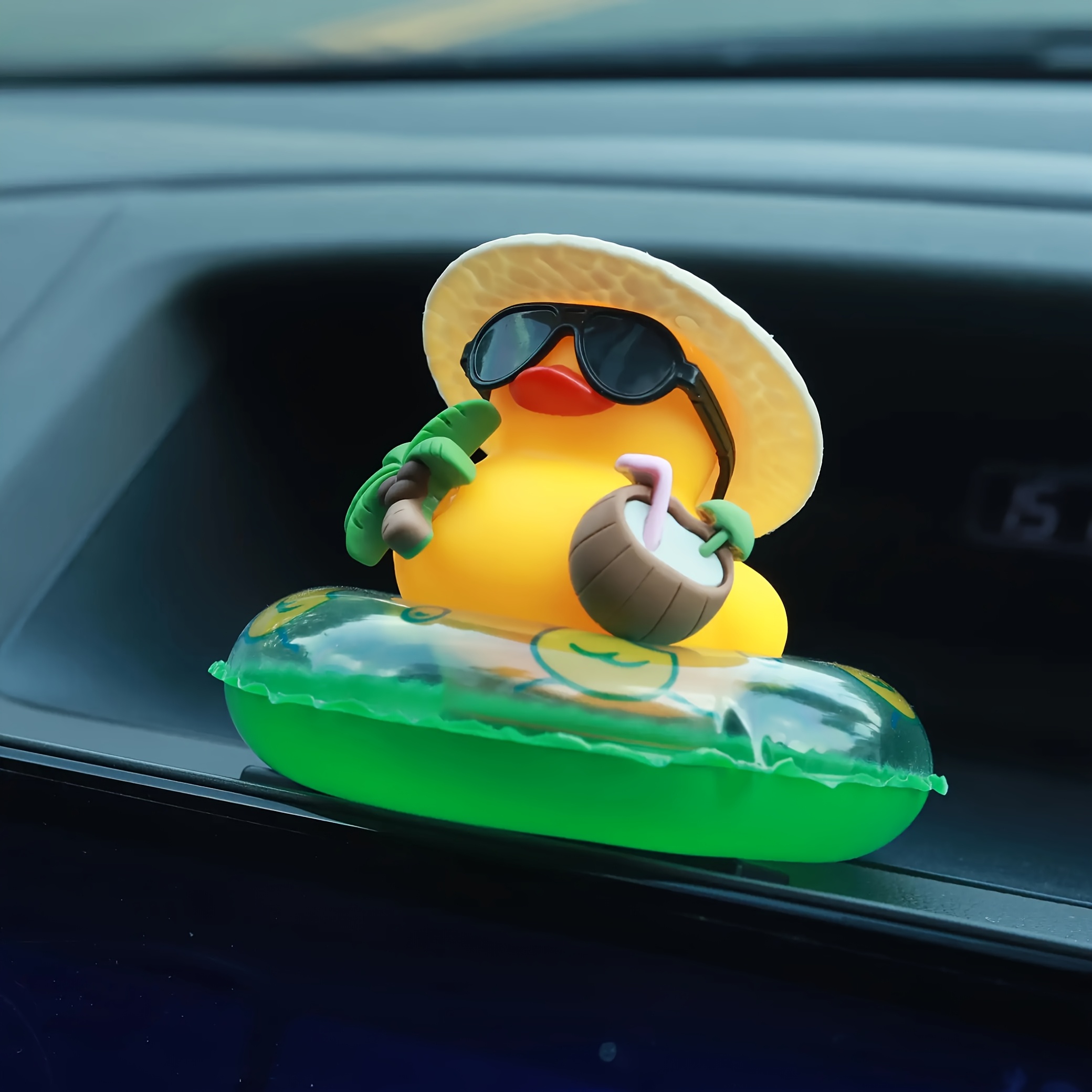   car decoration tropical beach dashboard statue featuring   and green buoy ring non slip suitable for   women and men fun gift for friends     pad made of pvc