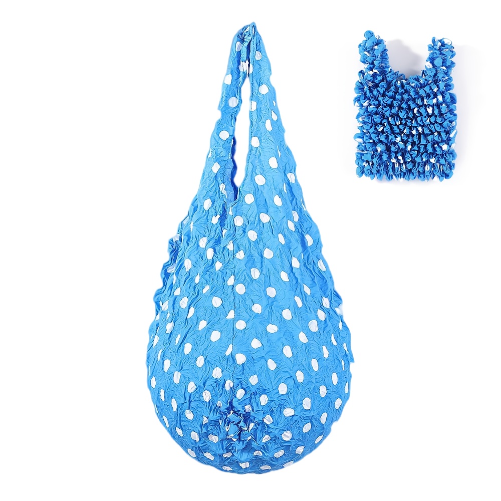 TEMU 1pc New Influencer Bag Pleated Bubble Multi-functional Elastic Shopping Bag Machine Washable Suitable For And Daily