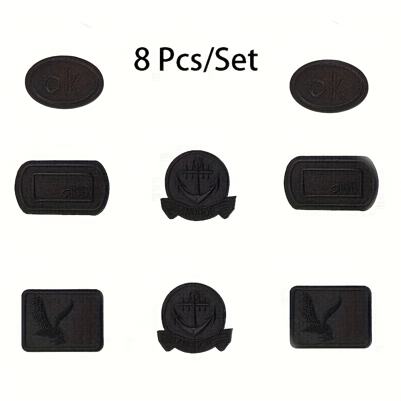 E-shop 8er-Pack Schwarze Selbstklebende Patches, Nahtlose Stoffreparatur-Patch-Sticker mit Komplettiertem Design für Jacken, Kleidung und Accessoires -