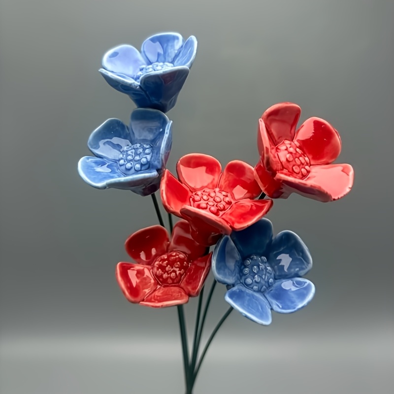E-shop 6 Stk. künstlicher Blumenstrauß – Ewige Keramik-Rosen geeignet für Hochzeiten, Valentinstag, Ostern, Muttertag – Realistisches Frühlings-,