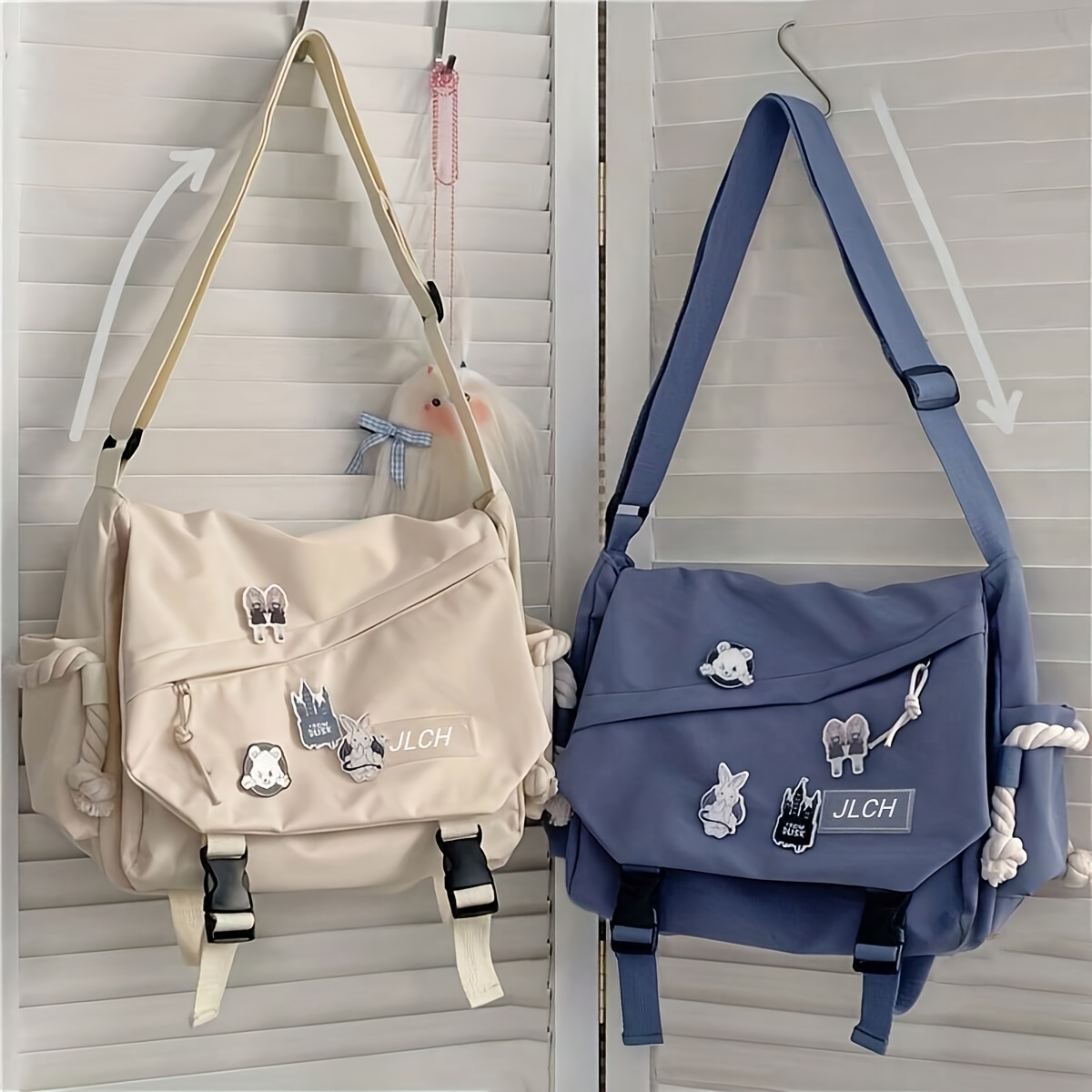 

Sac à Épaule Unisexe avec Bandoulière Réglable - Couleur Unie (Blanc/Rose/Bleu/Noir), Polyvalent pour l'École, et l' , Design Élégant et Fonctionnel