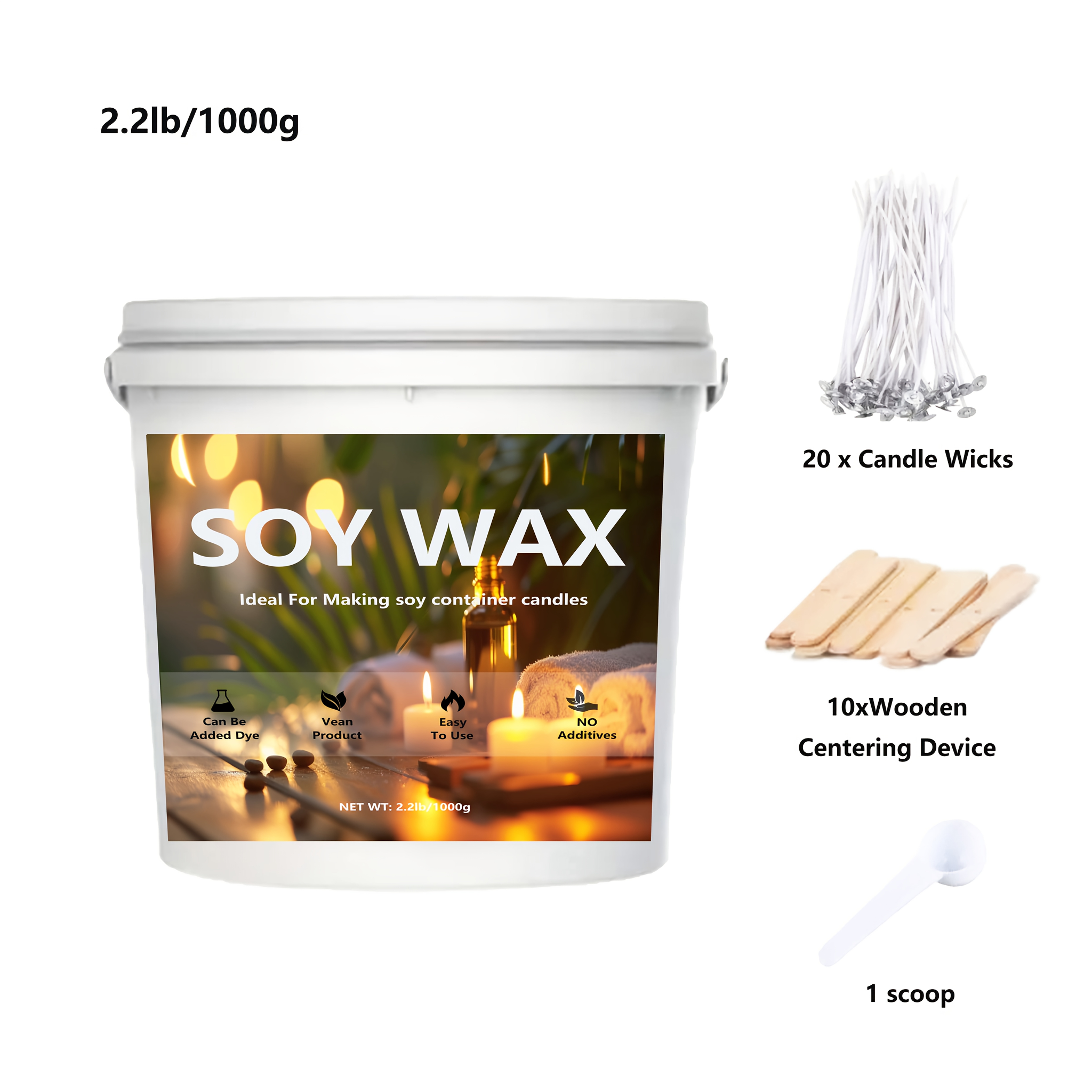 Image of 500g/1000g Bucket Of High-quality Soy Wax, Suitable For Pouring And Candle Making - Soy Wax Flakes