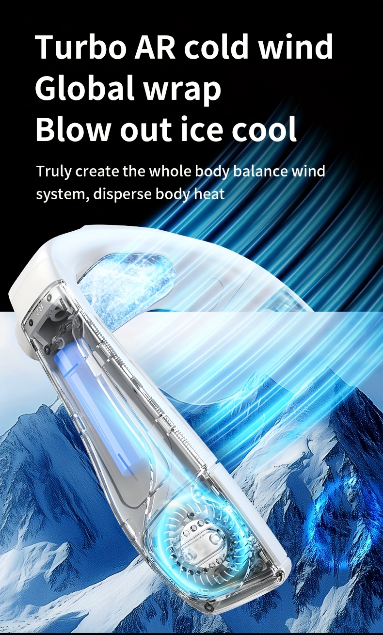 5200Mah Neck Fan, Portable Air Conditioning Fan, Ergonomic Personal Cooling Fan, Type-C Rechargeable, 3D Airflow Wearable, LED Screen, 3 Modes, a Gift for Men And Women, Suitable for Outdoor Travel And Indoor Use