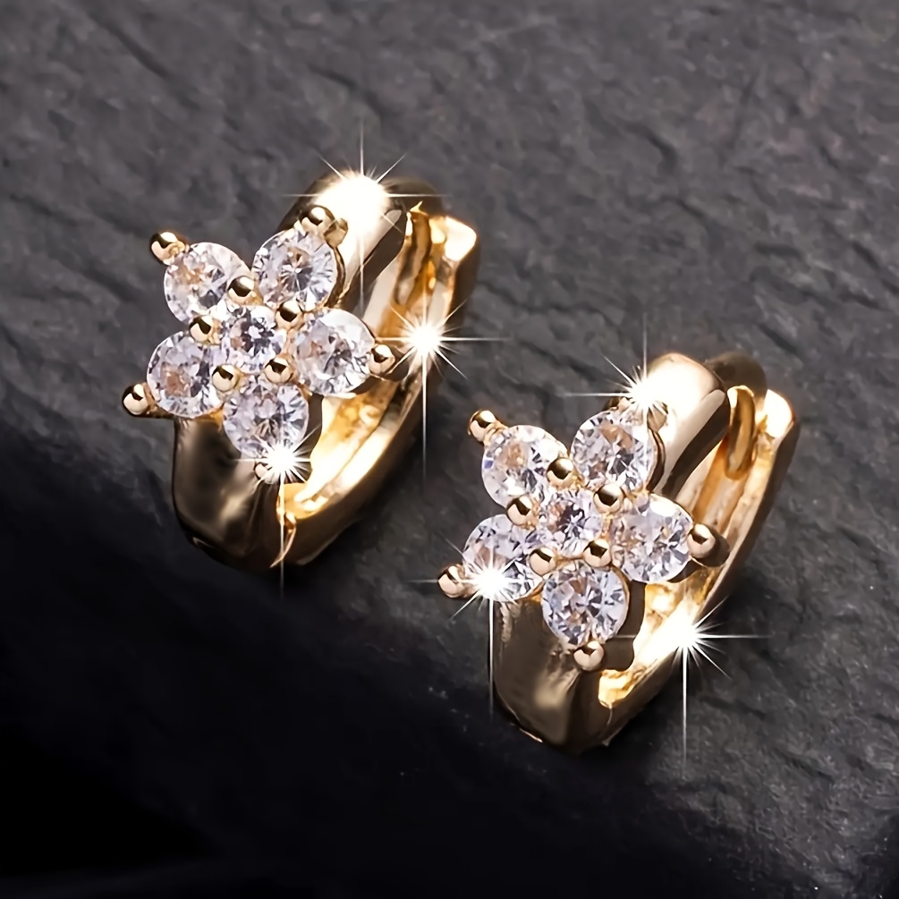 E-shop Damen Hypoallergene Blumenohrringe - Elegante Romantische Kirschblüten-Stecker mit Funkelndem Synthetischem Zirkonia, Ideales Geschenk für