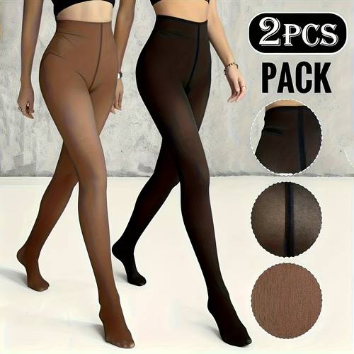 2pcs womens sheer thermal tights nude light brown opaque leggings heavy duty tummy control fit pantyhose for parties hand washable all day wear no dryer