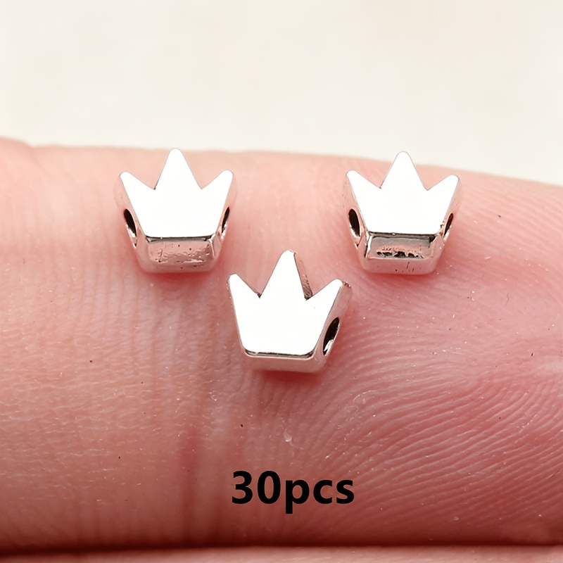 TEMU Lot de 30 perles à petit trou avec breloque couronne multicolore, perles pour , accessoires pour la fabrication de bijoux artisanaux, bracelets,