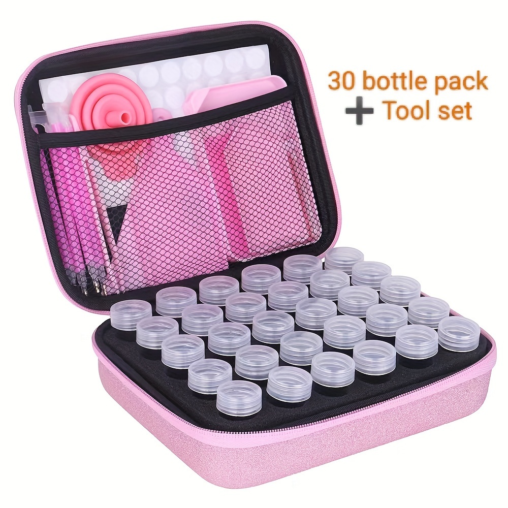 

30pcs Diy Diamond Painting Tools Storage Case, Multi-functional Portable Organizer, With Nylon Material, For Beads, Pens, Accessories, Cosmetics, Jewelry, Toiletries, And Electronics