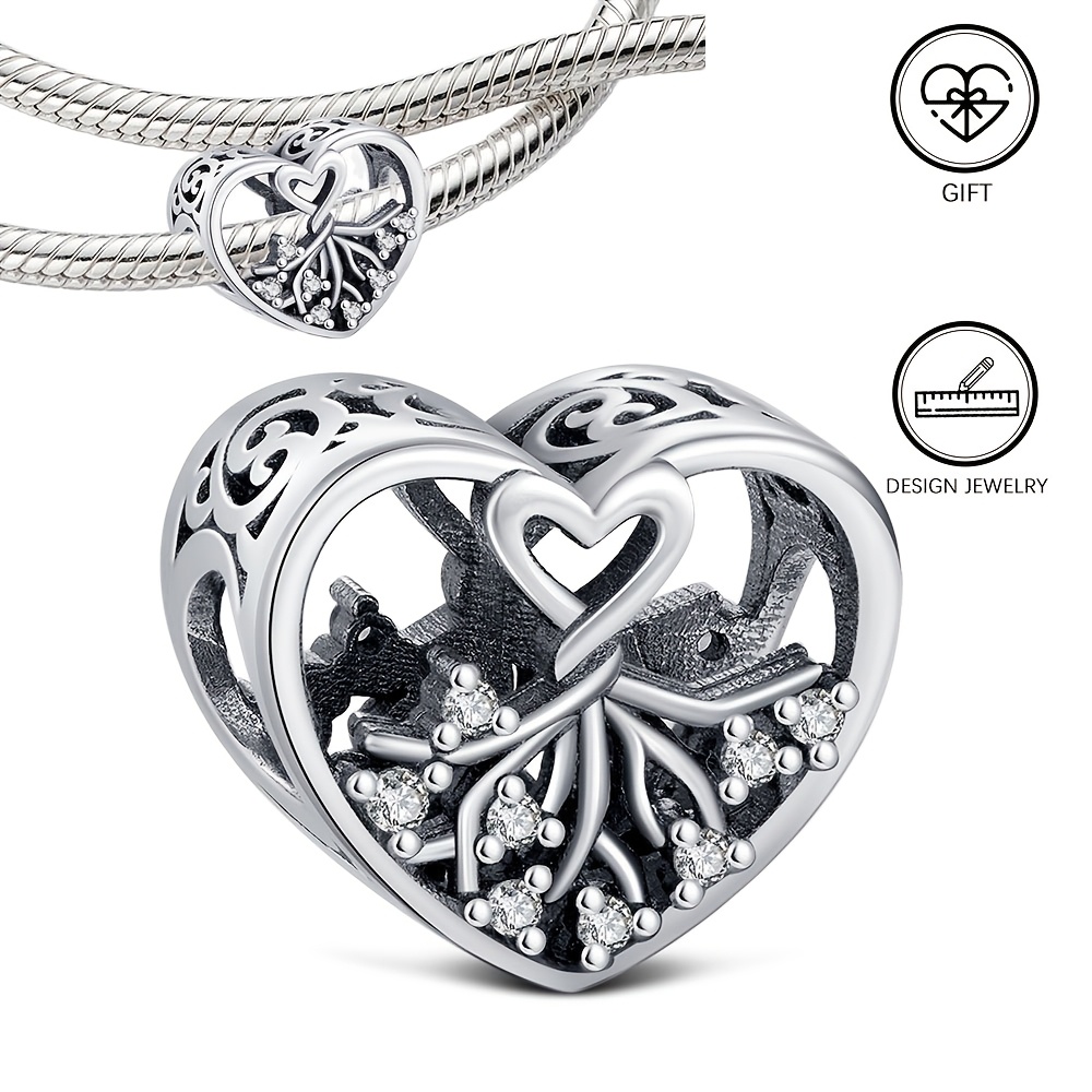 

1pc 925 Sterling Of Life Heart Charm, Valentine's Day Bead Pendant, Making For Women, Original Bracelet Necklace Accessory, Ideal Gift For Anniversaries, Birthdays, Holidays