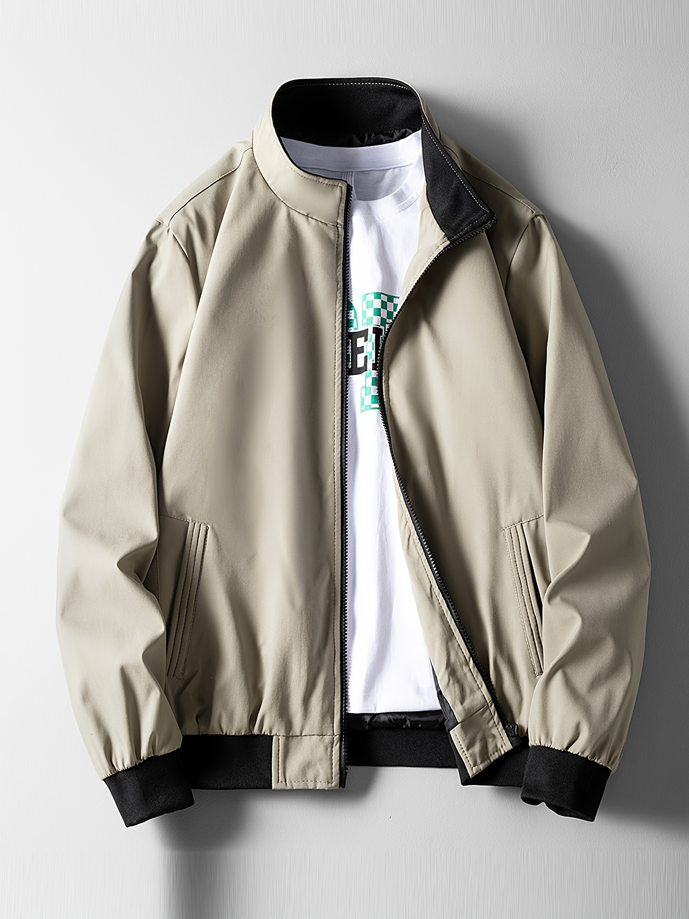 herrenjacke einfarbig lässiger steikragen Temu Switzerland - Main Image