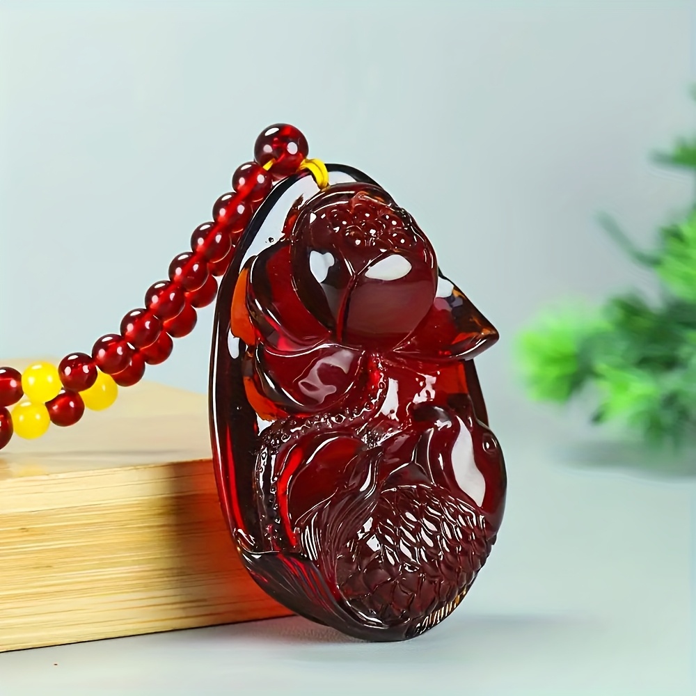 Unisex Elegant Ethnic Lotus Fish Pendant Sweater Chain Necklace