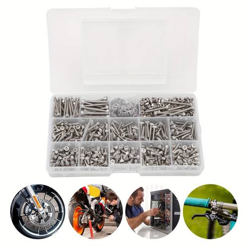 1110pcs M3 Screw Assortment Kit, 304 Stainless Steel Hex Socket Screws Nuts Washers Combination Set For Various Machinery, Instruments, Electronic Products, Home Appliances, Locks, Lighting Devices