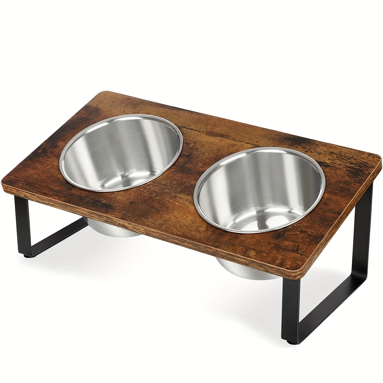 

Dog Bowl Stand For To Breeds 2 Stainless Steel Bowls - Wooden Elevated Pet For & , -vomiting ,