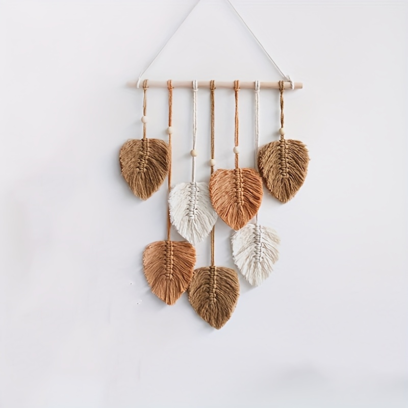 E-shop Kreatives handgefertigtes Wandteppich-Gemälde, exquisites Blatt-Dekor, Anhänger, Boho-Wandkunst für Zuhause, Raumhänge, Hintergrund für Büro,
