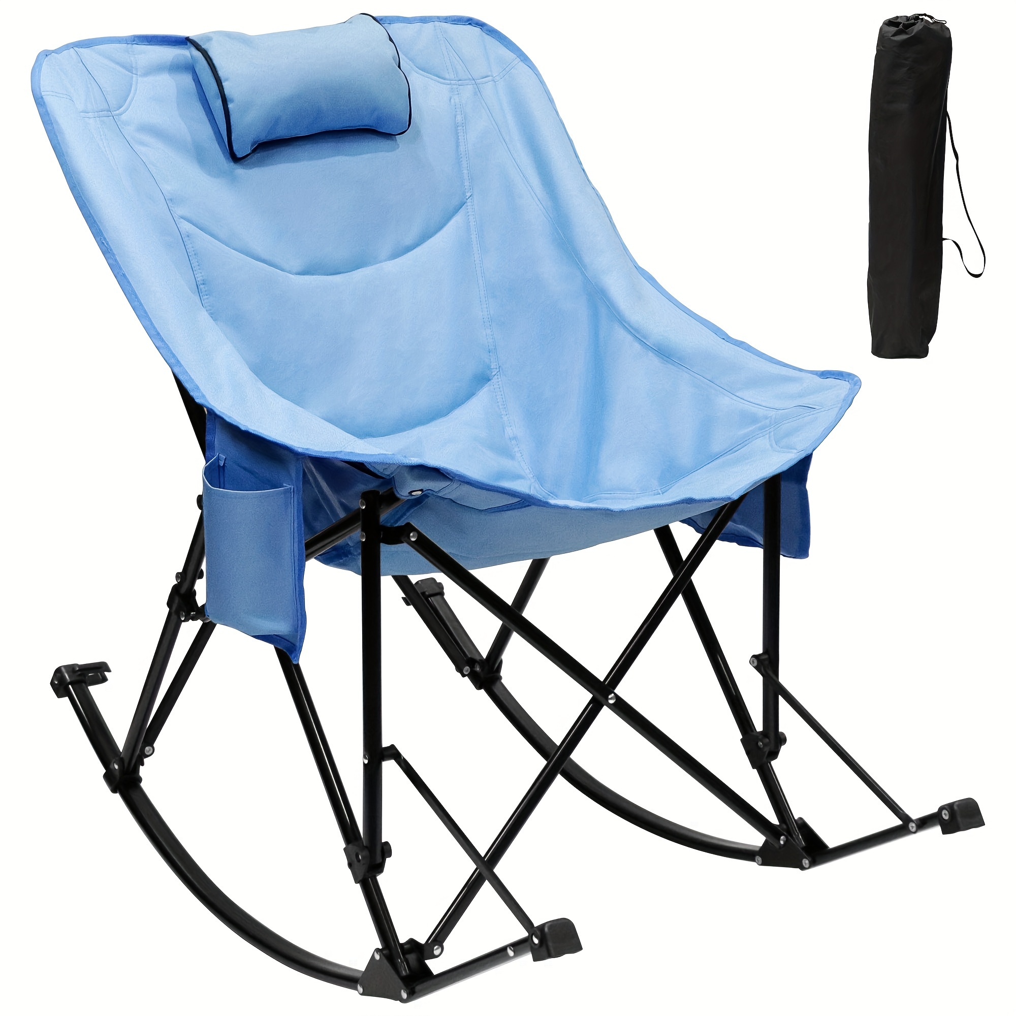 

Oversized Camping Rocking Chair Outdoor, Portable Rocking Chair With Pillow Foldable Camping Chairs For Adults For Outside Lawn Garden Fishing Sporting