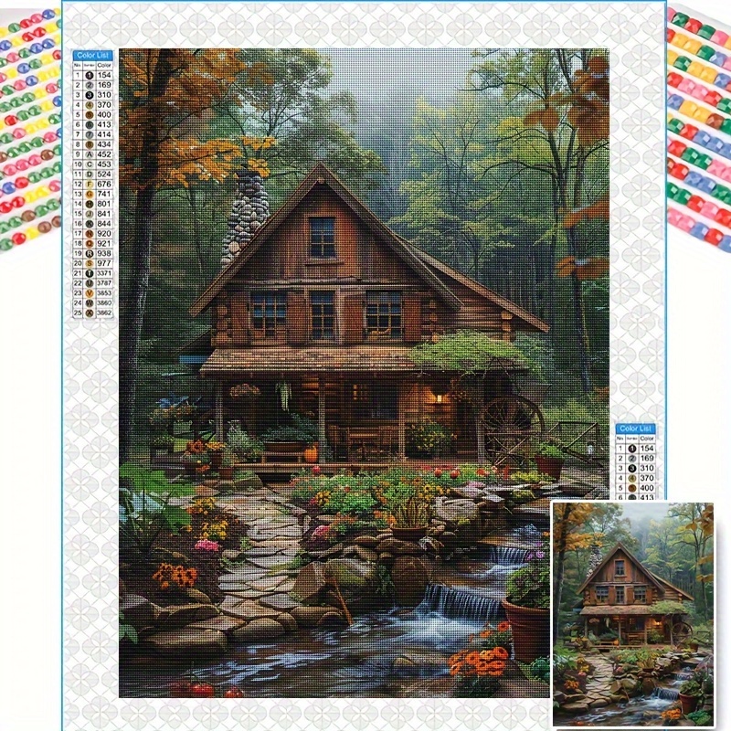 

Autumn Scenery 5d Diamond Painting Kit, Round Rhinestones, Diy Mosaic Wall Art, 11.8x15.8 Inches - Beginners, Decor,