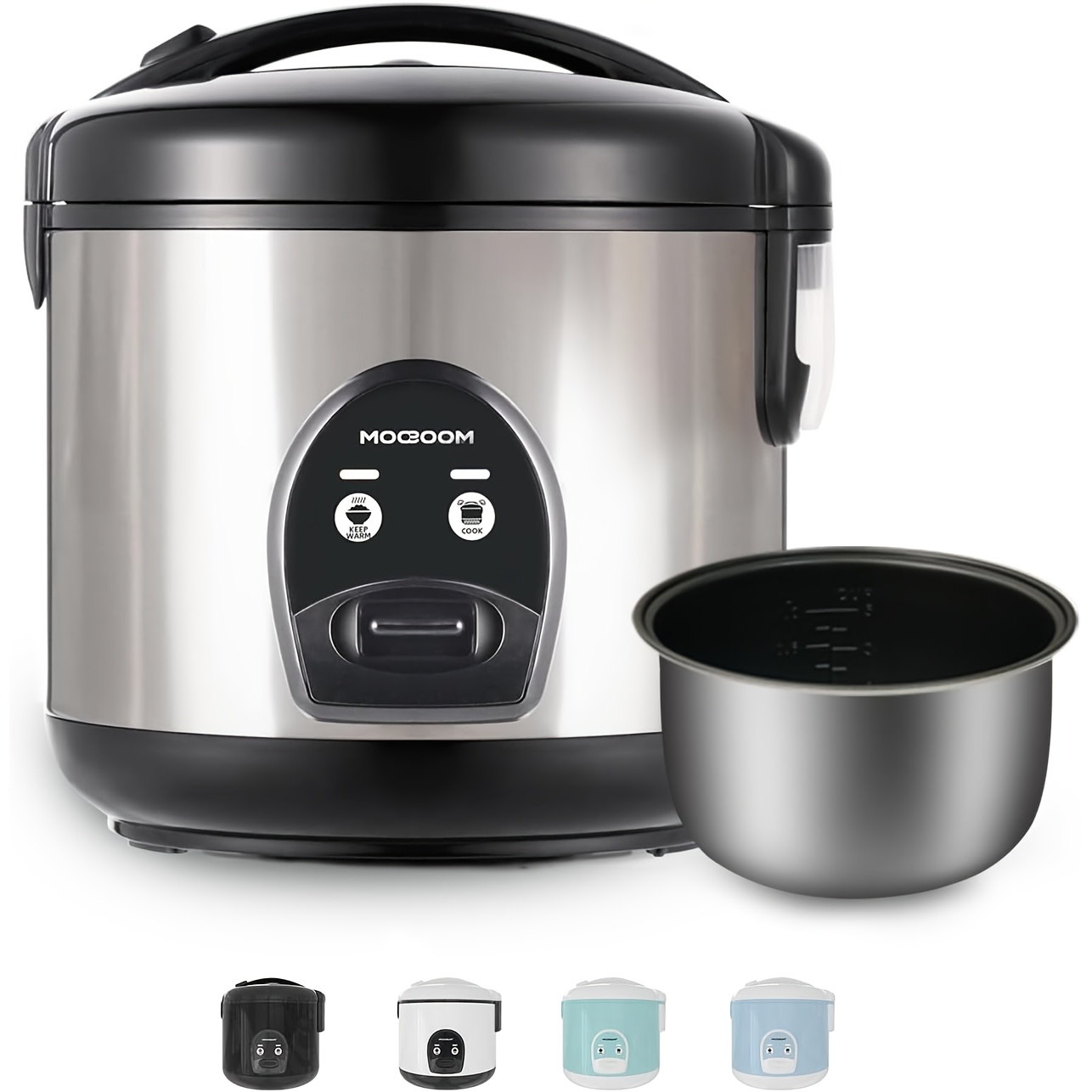 olla arrocera eléctrica   con un solo botón para preparar arroz sushi japonés asiático,   de cocinar 5 tazas de arroz sin cocción   tazas de arroz cociado, diseñada para un uso rápido y   con una olla interior antiadherente de cerámica, exterior de acero inoxidable