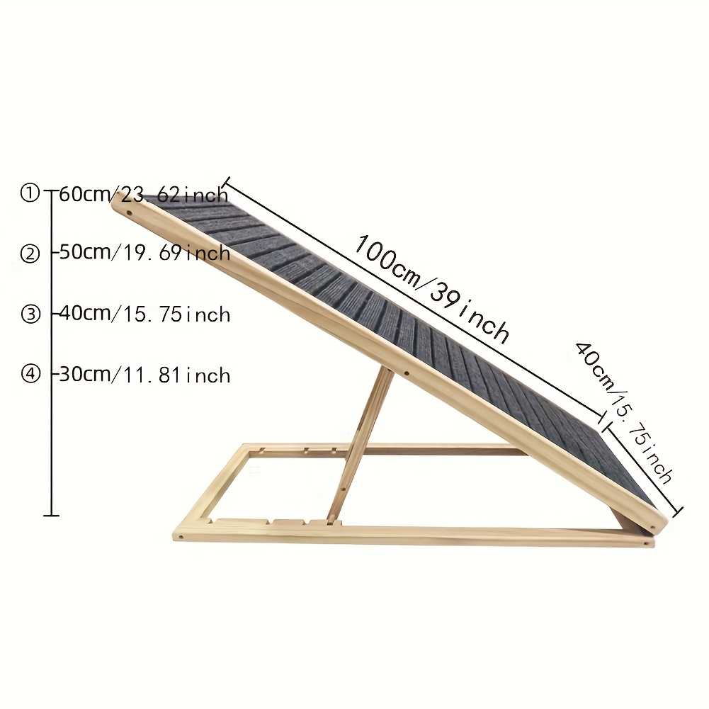 TEMU Foldable Adjustable Height Dog Stairs & Ramps - 3/4-level Wood Pet Steps Suitable For High Beds, Sofas, Bedside With Carpeted Non-slip Steps,