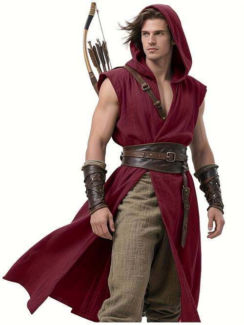 sleeveless hooded vest for men as a medieval for viking renaissance pirate or assassin costumes made from durable ideal for larp halloween and themed events