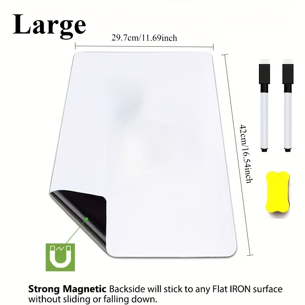 Image of Convenient Magnetic Dry Erase Refrigerator Calendar With 2pcs Free Markers And 1pc Magnetic Whiteboard Eraser, Perfect For Kitchen Organization And Office Use