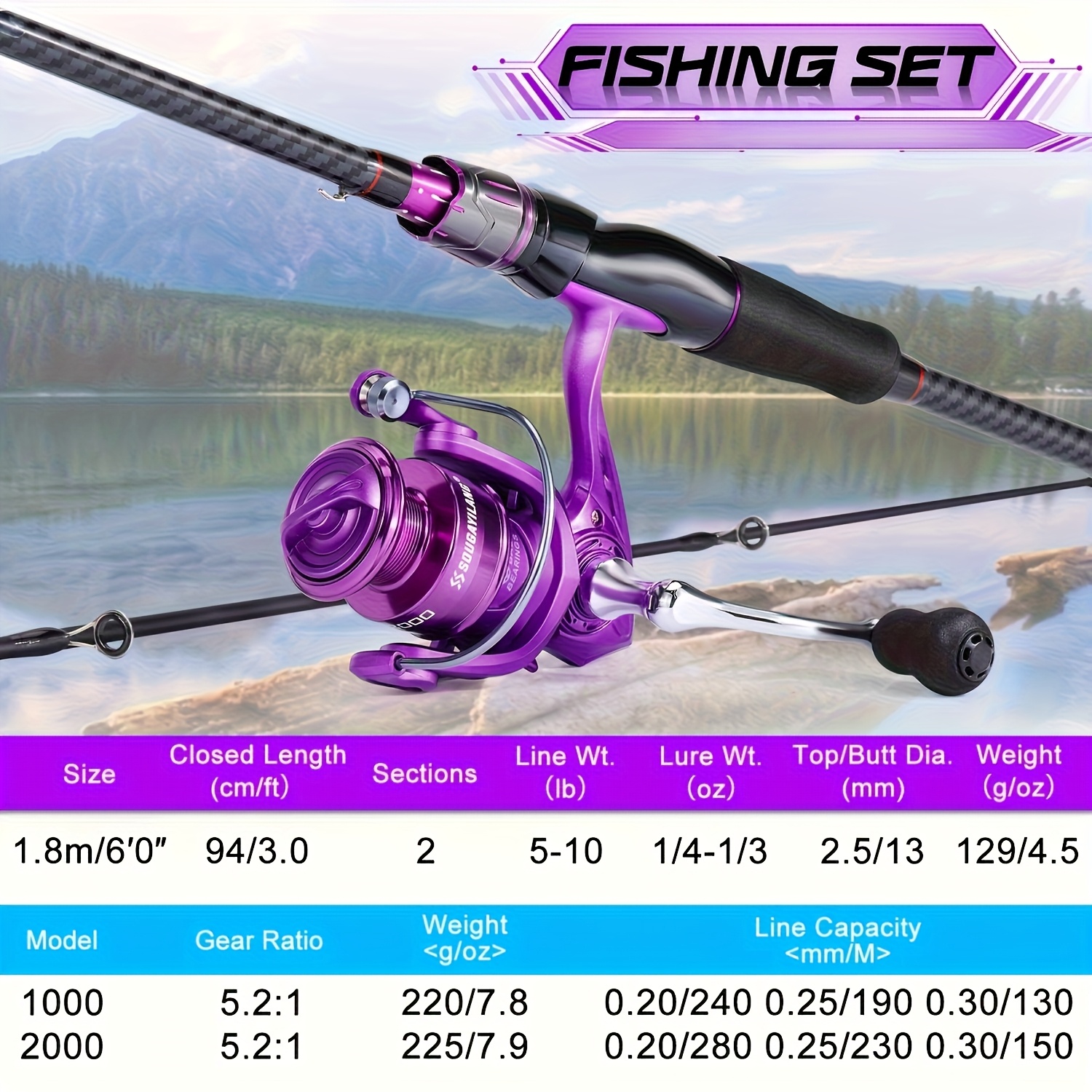 auto spool fishing line offshore fishing set 2 sections carbon fiber rod aluminum