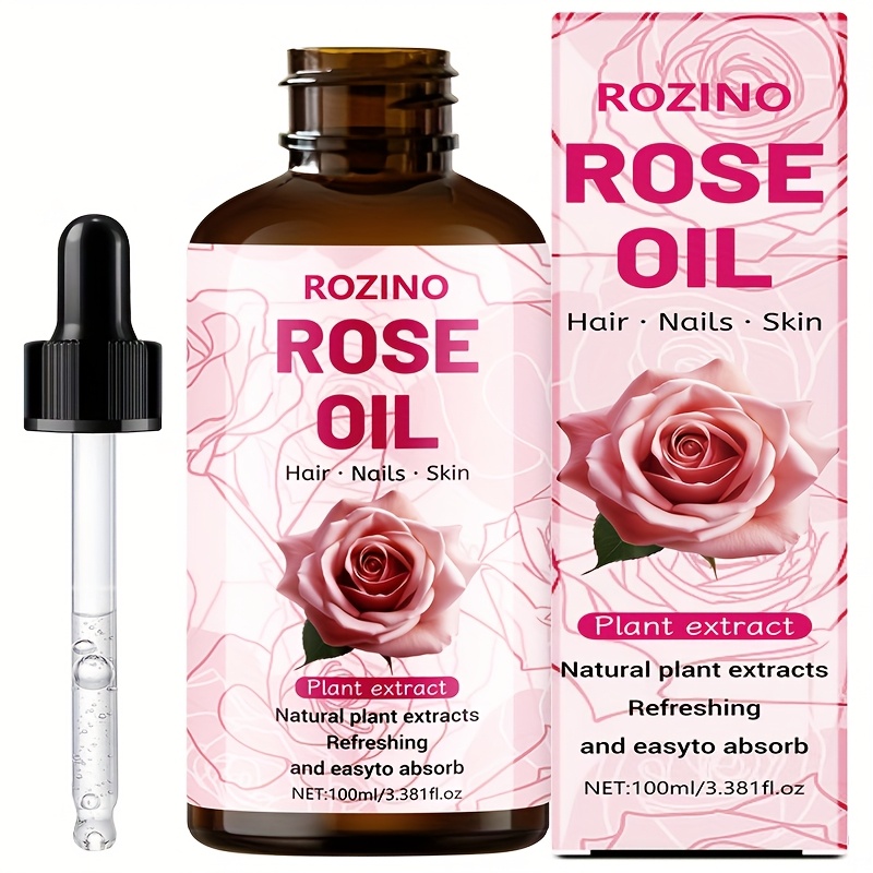 item picture 100ml   rose essential oil for skin hair care hypoallergenic suitable for skin types powerful moisturizing hydrating face body oil for dry oily prone skin massage nails eyelash