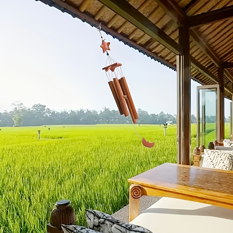 A Bamboo Wind Chime With Shaped Design, Suitable For A , Indoor And Outdoor Decoration, Suitable For , , Gardens, And Backyards.