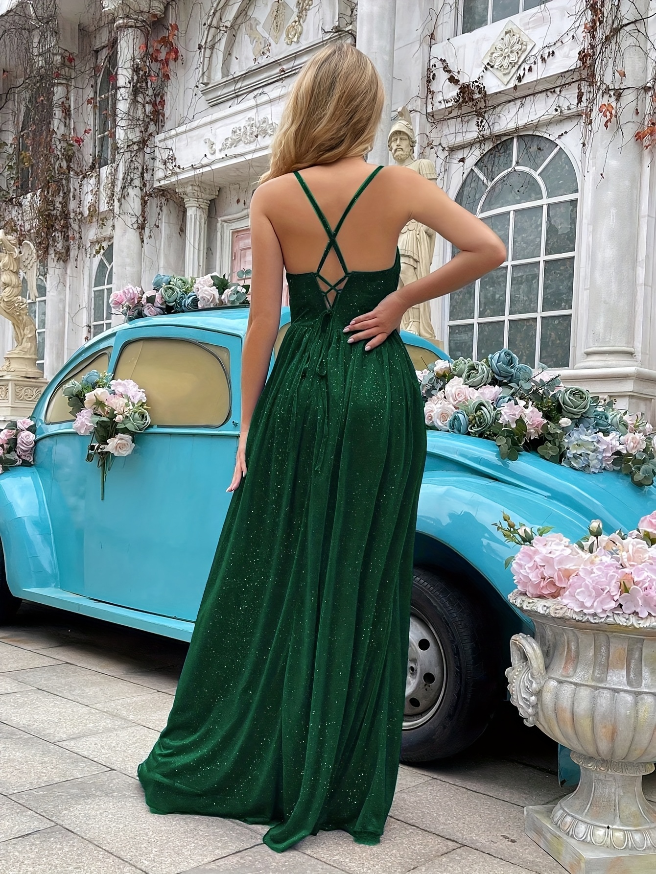 slim fit dress slacks Elegant Off The Shoulder Sage Green Prom Dresses 2024 ,Sexy Side Split –  Siaoryne main image 0
