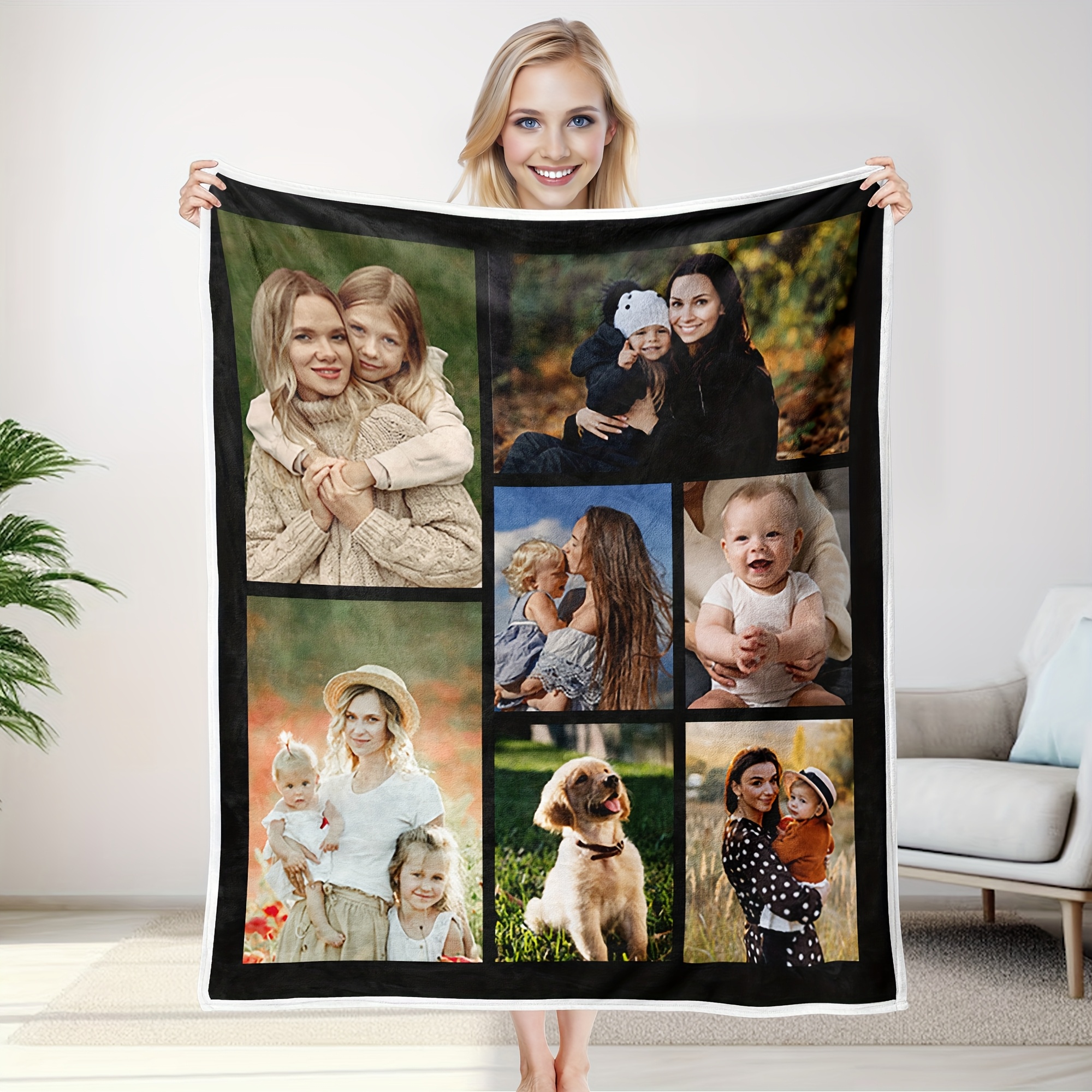 

1pc Personalized Blanket - Knitted Polyester , All Multipurpose, , , 250-300gsm, 4