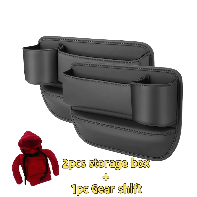 TEMU 2pcs Storage Box+1pc Shift Gears/1pc Storage Box+1pc Shift Gears Car Storage - Multifunctional Storage Box With Pocket, Can Hold Wallet, Keys,