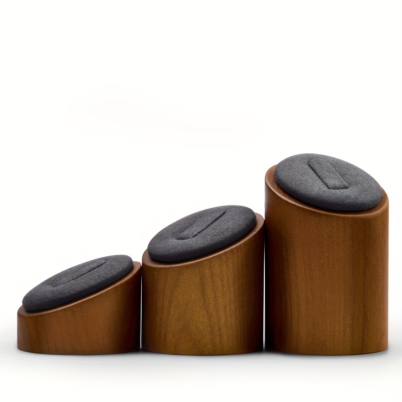 TEMU Oirlv Set Of 3 Solid Wood Jewelry Stand Ring Holder Ring Holder Cylindrical Jewelry Stand Jewelry Display Rack Jewelry Organizer Jewelry Display