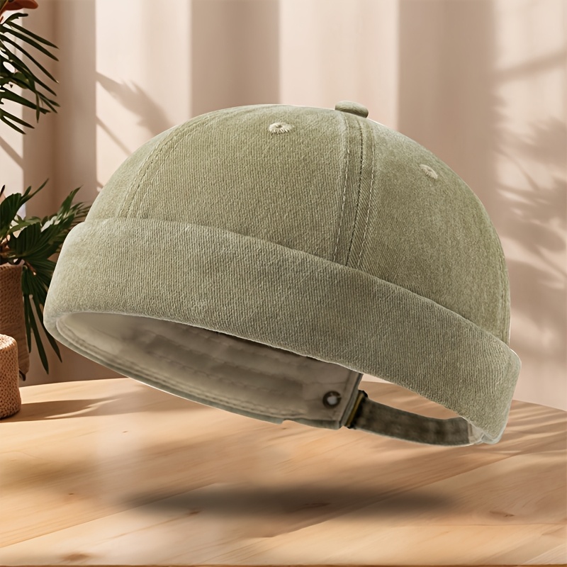 TEMU Solid Color Simple Brimless Hat, Sweat-absorbent And Breathable, Classic Washed Distressed Vintage Landlord Hat, Hip-hop Melon Seed Hat, Outdoor