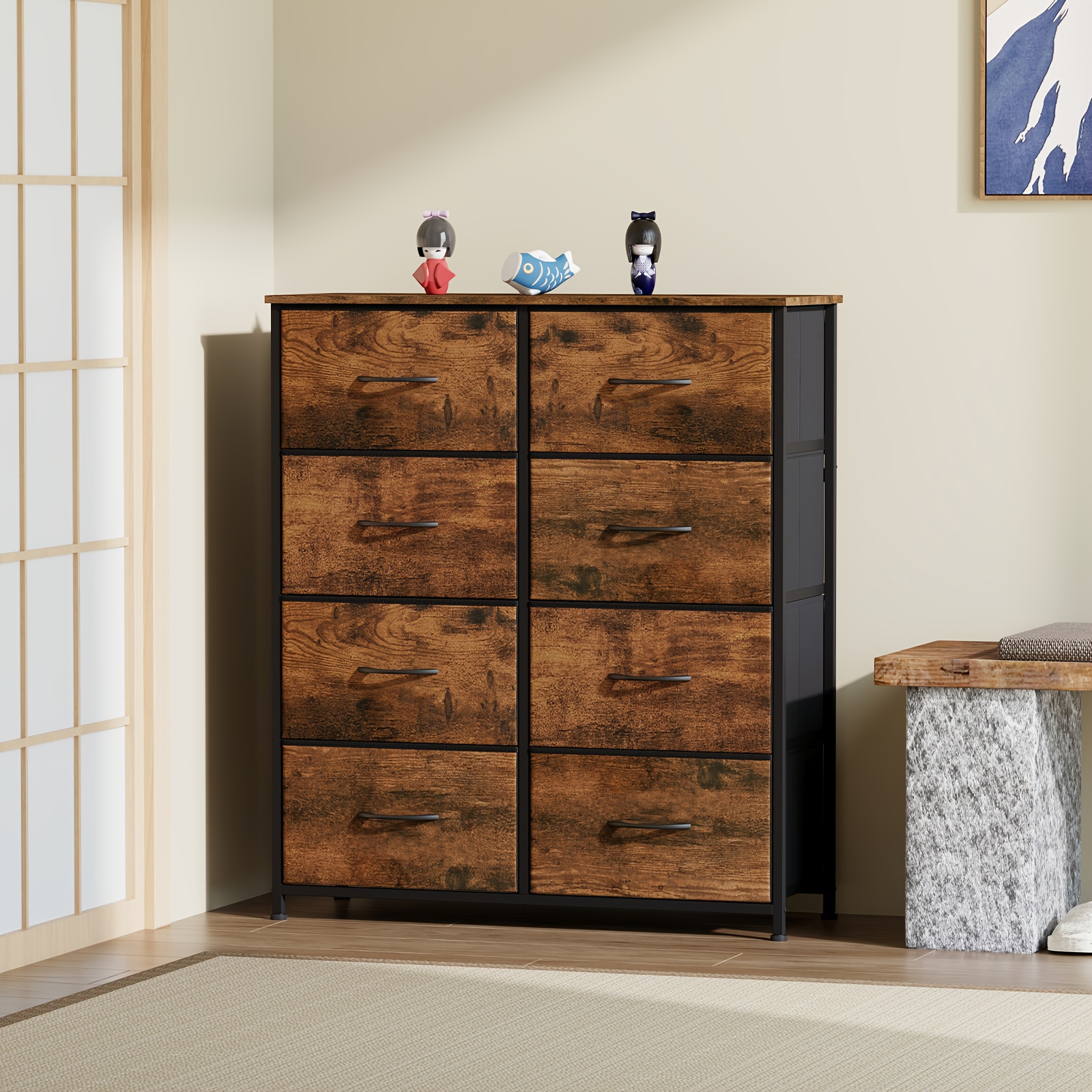 TEMU Somdot Chest Of Drawers, Chest Of Drawers, Storage Drawers, Shelves, Fabric Wardrobe, Stylish, Large Capacity Chest Of Drawers, Width 80, Depth