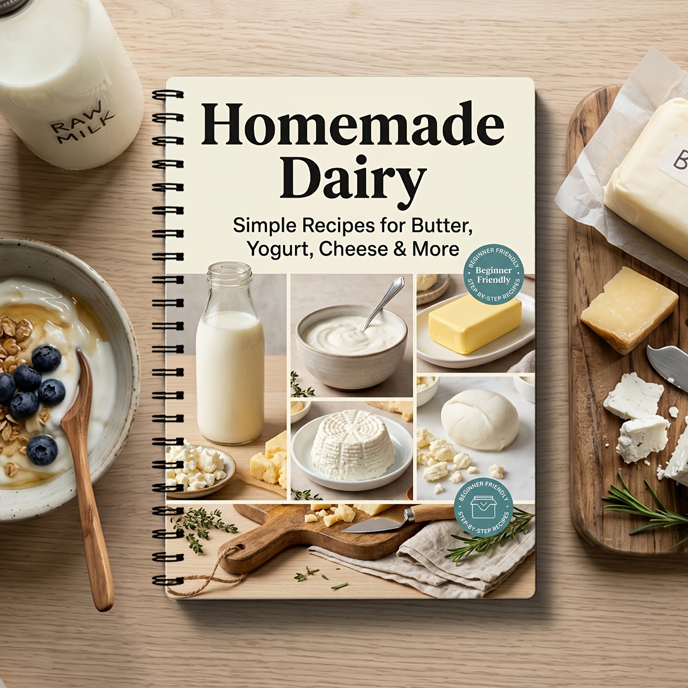 TEMU Carnet à thème | Recettes de lait maison : facile, yaourt, crème aigre, crème, fromage, ricotta, etc. | Guide par pour débutants, utilisant des