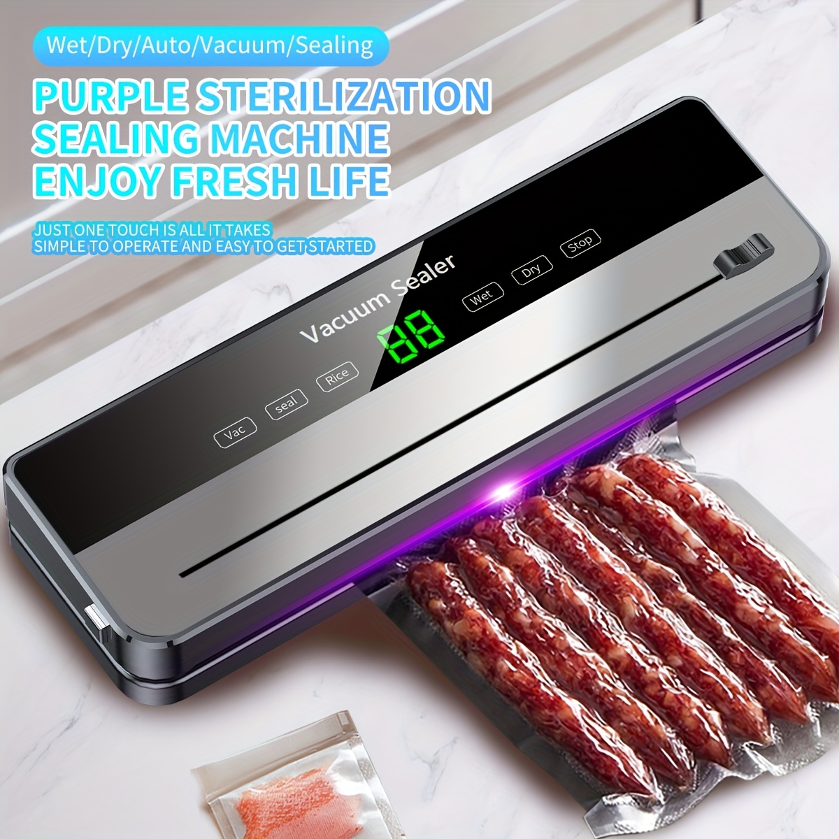 US Plug 5400 Vacuum Sealer Machine with 10 Bags, Multi-Functional Vacuum Food Sealer Machine Compact Vacuum Food Preservation to Keep Food Freshness, best birthday gift, best father's day gift, Mother's day gift. best Christmas day gift.