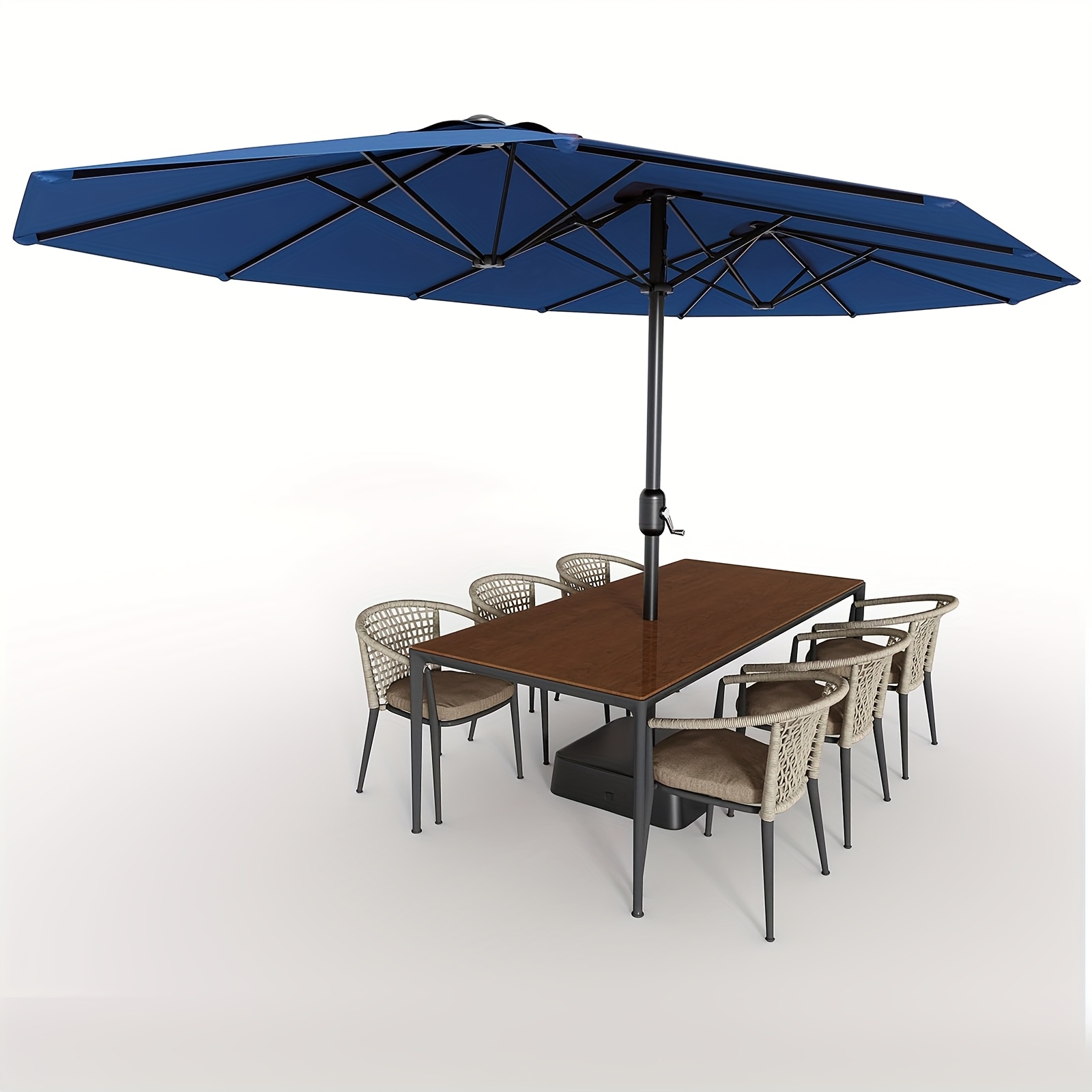 0 patio umbrellas ABCCANOPY 9FT Patio Umbrella Outdoor Table Umbrella 8 Ribs OLEFIN 5-Year No Fading Turquoise Stripe