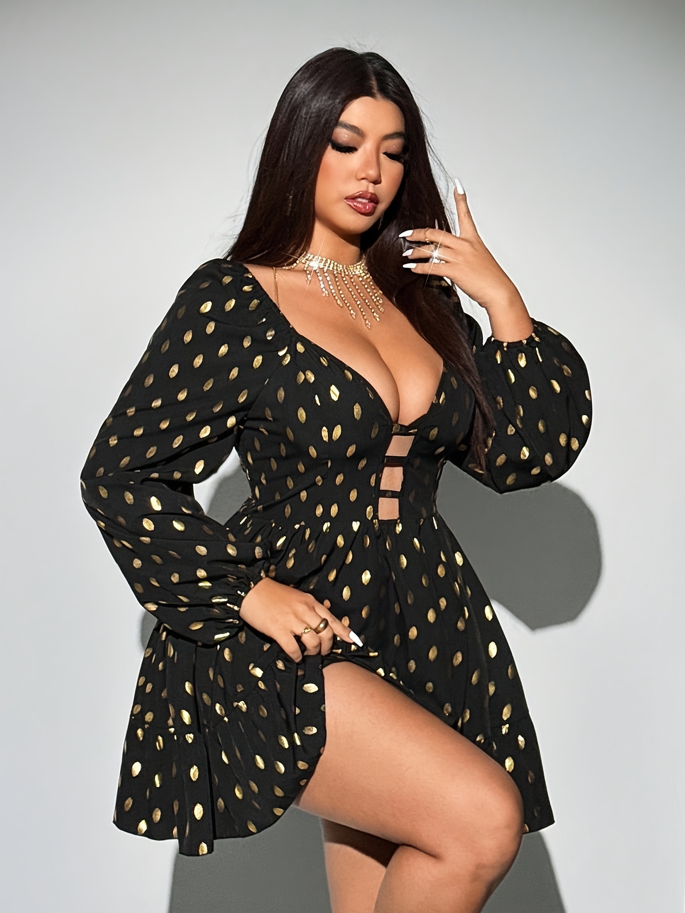 Plus Size, Plus Size Women's * Elegant V-Neck Long Sleeve Holiday Dress  Party Dress Spring Autumn Women's Clothing