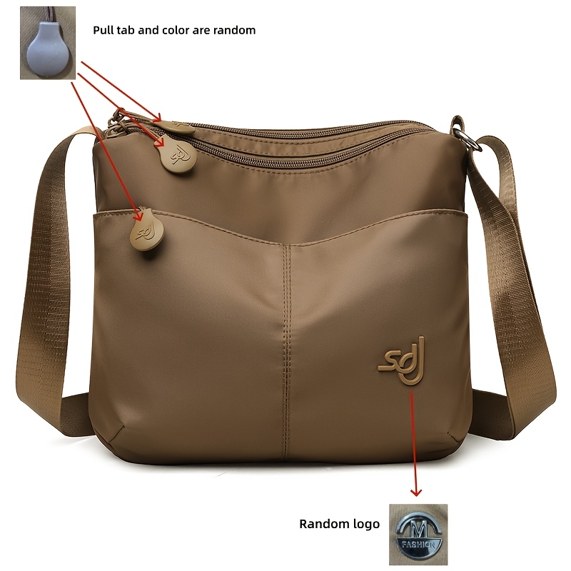 TEMU Women's Body Bag Nylon Lightweight Large Capacity Multi-pocket Multi-zipper Shoulder Bag Casual Backpack